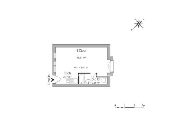 Location Studio 21.19 m² - 11 RUE DE LA VERRERIE Nantes 44000