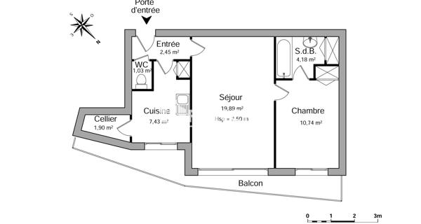 Location Appartement 2 pièces 47.62 m² - Saint-maurice 94410