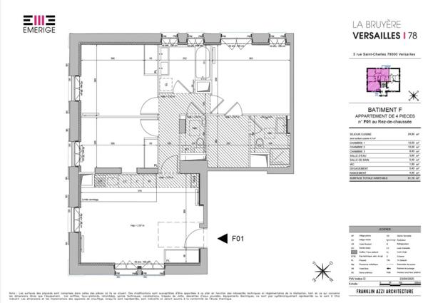 Location Appartement 4 pièces 81.7 m² - Versailles 78000