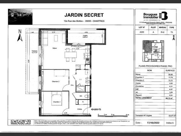 Location Appartement 3 pièces 65.13 m² - 7 RUE DES BLOTTES Chartres 28000