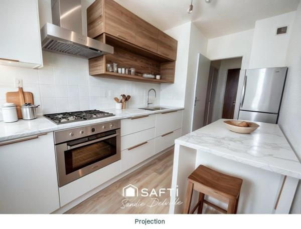 Appartement 2 pièces 44m²- 1ch- cave- 1 stationnement