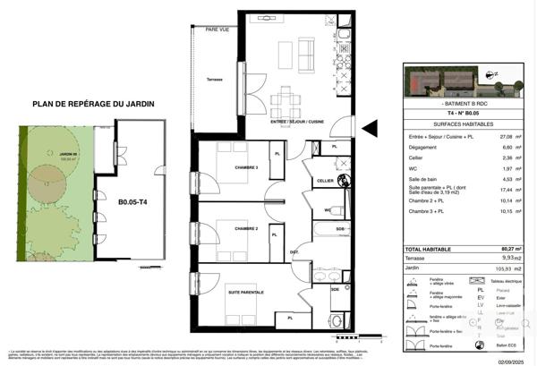Appartement T4 à vendre  4 pièces - 80,27 m 2   GUJAN MESTRAS  - 33