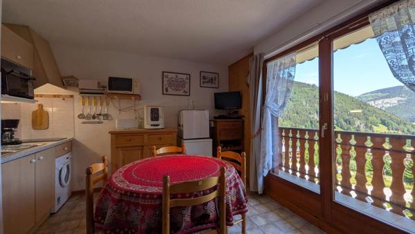 Studio cabine de 23m2 au pied des Pistes avec balcon, cave et place de parking privative