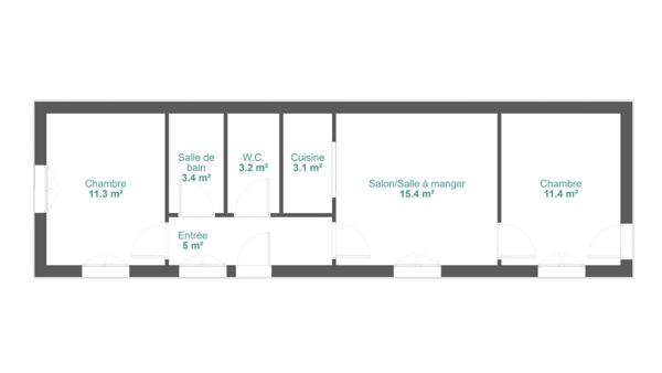 Maison 3 pièces - 53 m²