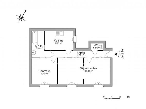 Location Appartement 3 pièces 51.94 m² - 2 RUE DE LA FONTAINE Villiers Sur Marne 94350