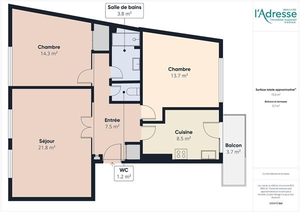 Appartement 3 pièce(s) 72,54m²