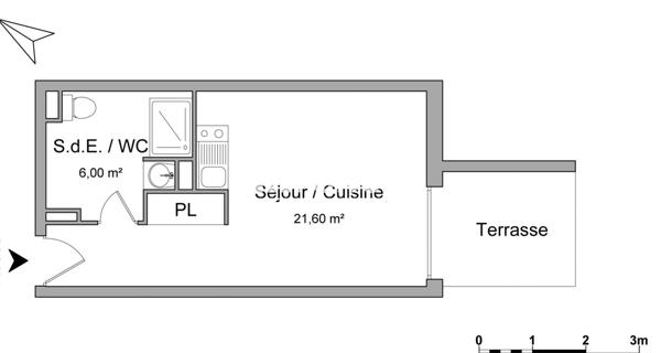 Location Studio 27.6 m² - Juvignac 34990
