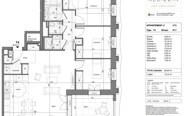 Appartement à vendre    4 pièces • 89 m2 Lyon 2