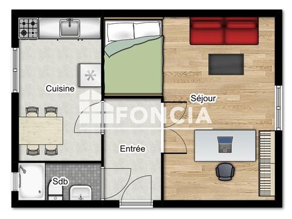 À vendre Appartement 2 pièces 41 m² - Grenoble 38000