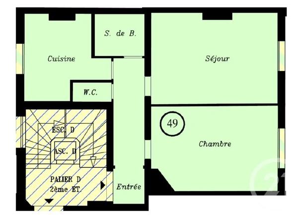 Appartement F2 à vendre  2 pièces - 52,88 m 2   PARIS  - 75006