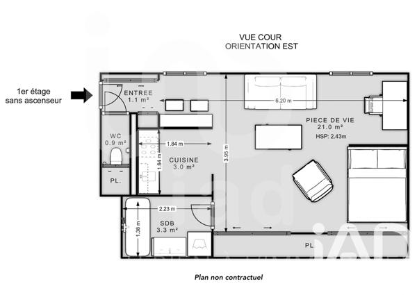Location appartement 1 pièce 32 m² Paris 10