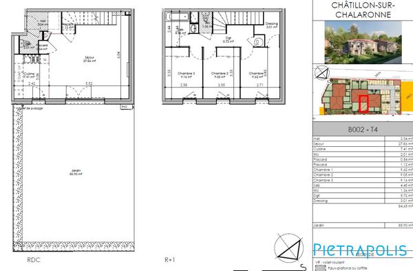 Vente T4 DUPLEX neuf avec jardin et 2 places de parking