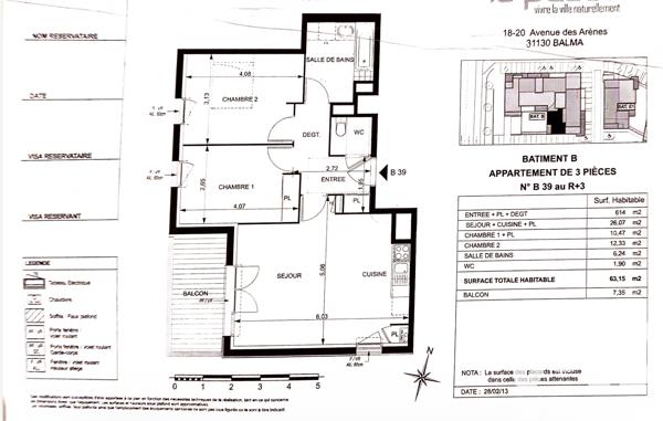 Appartement à vendre 3 pièces 62,95 m² Balma