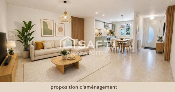Maison 90m², 5p, 4 chambres, vivable de plain-pied, sous-sol total
