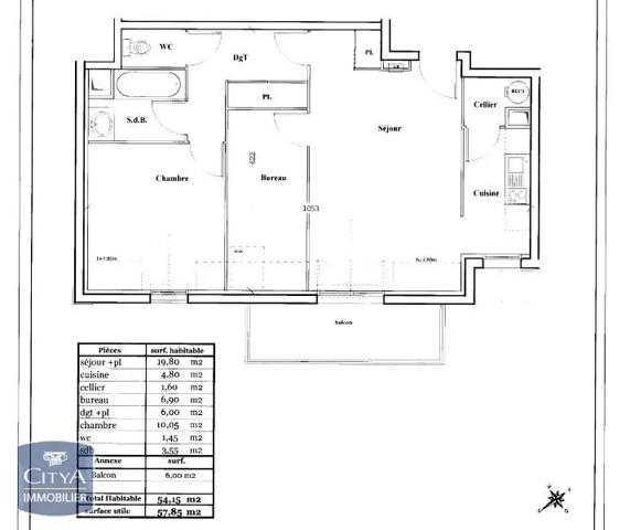 Appartement à louer 2 pièces 54.15m² Montigny-en-Gohelle (62640)