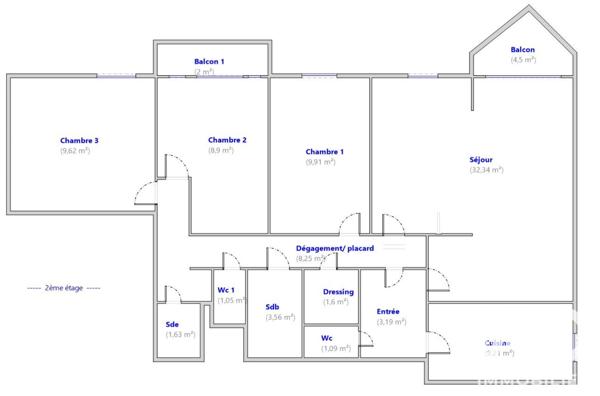 Appartement à vendre 4 pièces 90,35 m² Le Chesnay-Rocquencourt