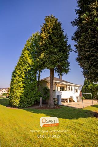 jolie maison implantée sur un grand terrain arboré et clôturé.