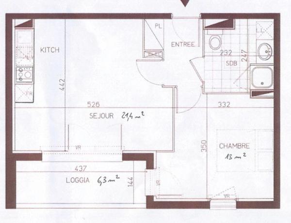 Appartement à vendre à COLOMIERS (31) -  T2 de 43 m² avec loggia, parking et ascenseur