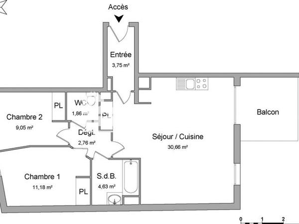 Location Appartement 3 pièces 63.89 m² - 50 RUE SAINT ANTOINE Lyon 69003