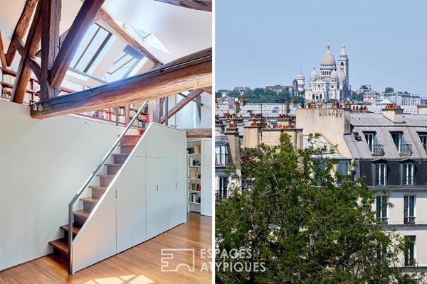 Duplex d’architecte avec ascenseur et vue sur Montmartre