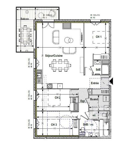 Appartement F4 à vendre  4 pièces - 105,80 m2 ANTHY SUR LEMAN - 74
