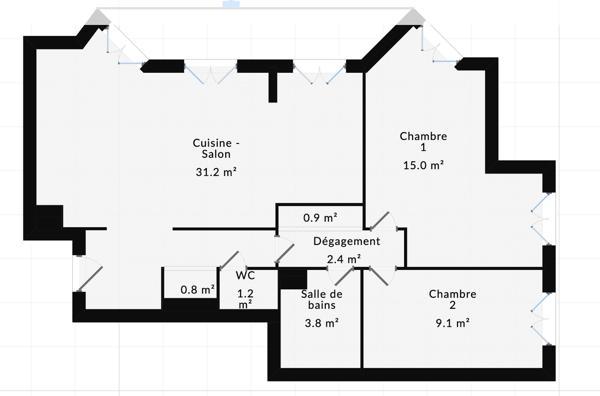 Appartement
         3 pièces
        - 64 m²