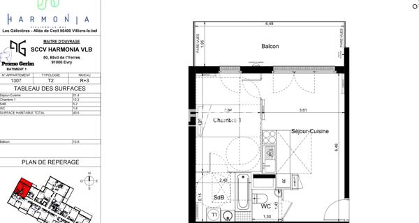 Location Appartement 2 pièces 40.6 m² - Villiers-le-bel 95400