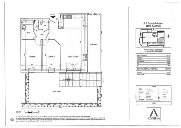 Appartement 3 pièces - 44880 Sautron