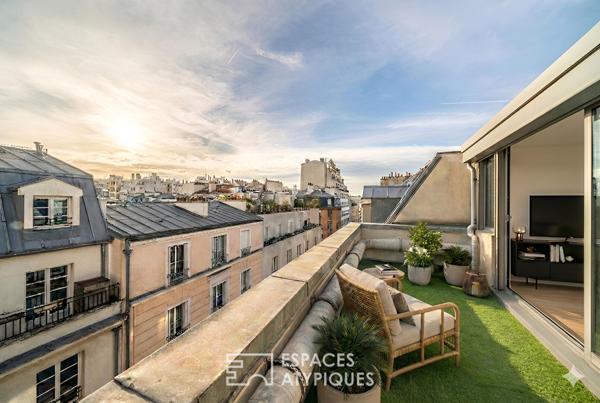 Duplex traversant au dernier étage avec terrasses dans le village Saint-Charles
