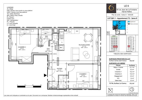 PARIS 16 - Auteuil - Superbe 3 pièces de 61,5m² entièrement rénové