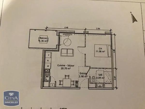 Appartement à louer 2 pièces 38.7m² Chenôve (21300)