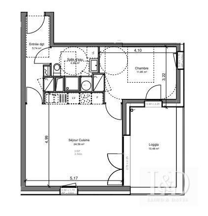 Immobilier Lorient -T2 dans résidence sécurisée de 2020 - Grand balcon - place de parking sous-terrain