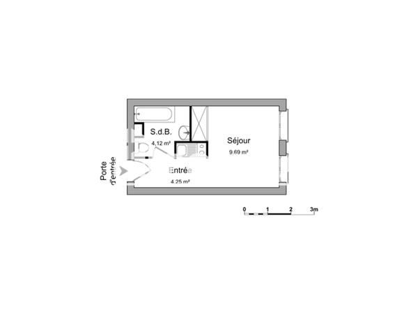Location Studio 18.06 m² - ANGLE DAVID GRADIS/AUGUSTIN Bordeaux 33000