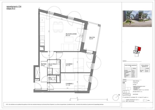 Appartement T3 à vendre  3 pièces - 62,22 m2 BIGANOS - 33