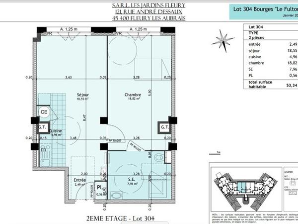 Location Appartement 2 pièces 53.3 m² - 2 RUE LE FULTON Bourges 18000