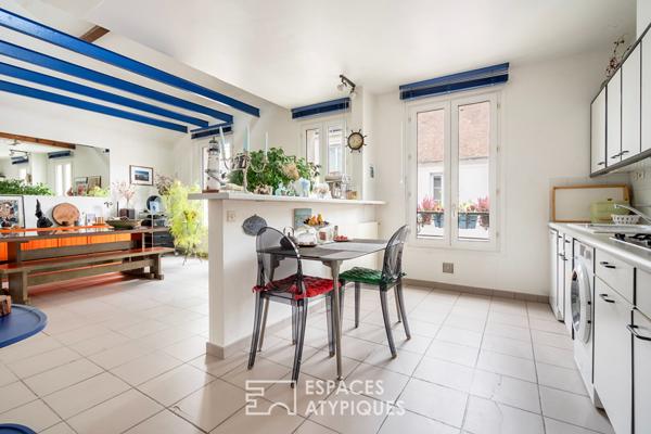 Duplex traversant au dernier étage