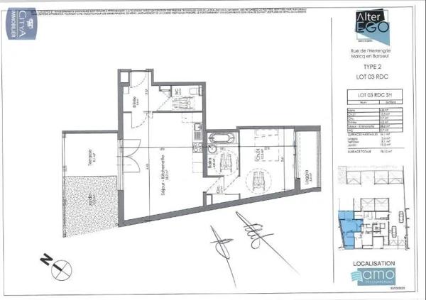 Appartement à louer 2 pièces 56.1m²