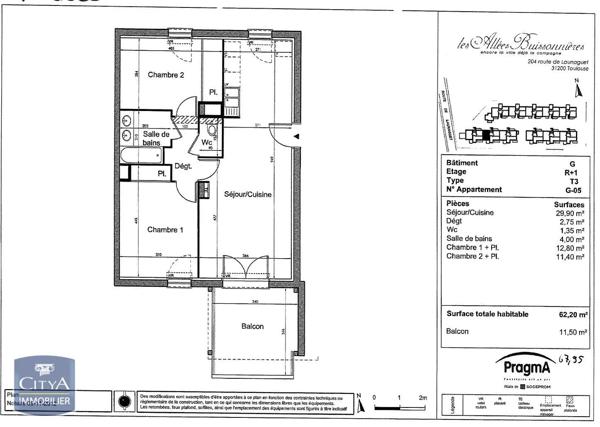 Appartement à louer 3 pièces 62.23m² Toulouse (31200)