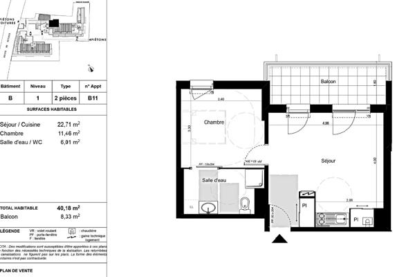 Appartement Toulouse 2 pièce(s) 40.18 m2