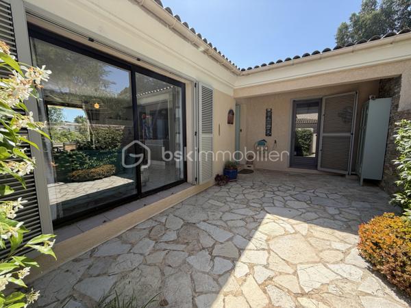 **CO- EXCLUSIVITÉ**  Villa-patio de plain-pied, 2 parking privatifs,  terrasse, patio et aperçu mer.


Dans le très prisé Domaine des Hauts de Vaugrenier, découvrez cette charmante villa-patio 3 pièces de plain-pied d’environ 70 m², située au calme, dans un environnement verdoyant et recherché.


La maison offre un séjour traversant ouvert sur deux beaux extérieurs : un patio d’environ 22 m² exposé Est et Sud, ainsi qu’une terrasse d’environ 28 m² exposée Sud et Ouest, avec vue dégagée sur la verdure, le parc et aperçu mer. Un grand store banne électrique permet de profiter agréablement de la terrasse lors des journées ensoleillées.

La cuisine ouverte, récente, aménagée et équipée, s’intègre parfaitement à la pièce de vie.

Côté nuit, vous disposez de deux chambres avec placards (12.5m² et 11.60m²), dont une chambre principale avec salle de douche attenante et accès à la terrasse. Une seconde salle de douche et un WC indépendant complètent l’ensemble.

Deux stationnements extérieurs privatifs, situés à proximité de la maison, viennent compléter ce bien.

À quelques pas, vous profiterez d’une grande piscine, de deux courts de tennis, d'un espace fitness en plein air, d’une table de ping-pong et d’un boulodrome.
Bus scolaire.

Un bien rare dans l’un des domaines les plus recherchés de Villeneuve-Loubet, idéal pour profiter d’un cadre de vie calme, sécurisé et verdoyant.
Accès directe autoroute. 


Pour ceux qui ne connaissent pas encore Les Hauts de Vaugrenier…

Les Hauts de Vaugrenier constituent l’un des domaines résidentiels privés les plus recherchés de Villeneuve-Loubet. Niché dans un vaste parc arboré de plus de 130 hectares, le domaine regroupe environ 1 500 villas et appartements, répartis dans un environnement verdoyant haut de gamme, calme et préservé.

Pensé comme un véritable lieu de vie, le domaine offre à ses résidents un cadre rare sur la Côte d’Azur : sécurité 24h/24h, espaces paysagers, 3 lacs, équipements sportifs, piscine, tennis, 2 terrains de padel, 1 restaurant, 1 pool house, différents commerces et services de proximité.

La résidence est également appréciée pour sa qualité de vie sereine et familiale. Des transports scolaires sont organisés depuis le domaine, avec des arrêts sécurisés, notamment pour les enfants scolarisés en maternelle et en primaire.

Un cadre de vie privilégié, entre nature, confort et sécurité, à seulement quelques minutes des plages, des accès routiers et des principaux pôles de la Côte d’Azur.