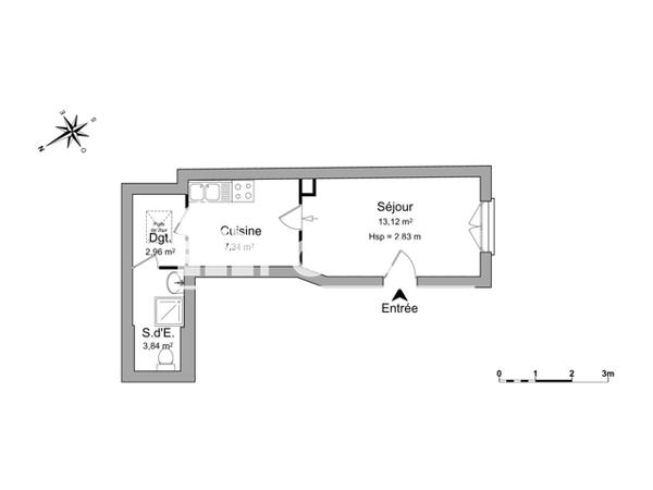 Location Studio 27.26 m² - 4 PLACE RESTOUT Rouen 76000