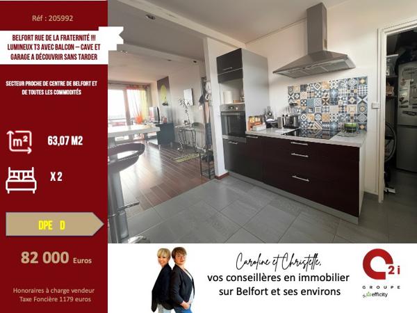 Appartement 3 pièces - 62 m² Exclusivité efficity