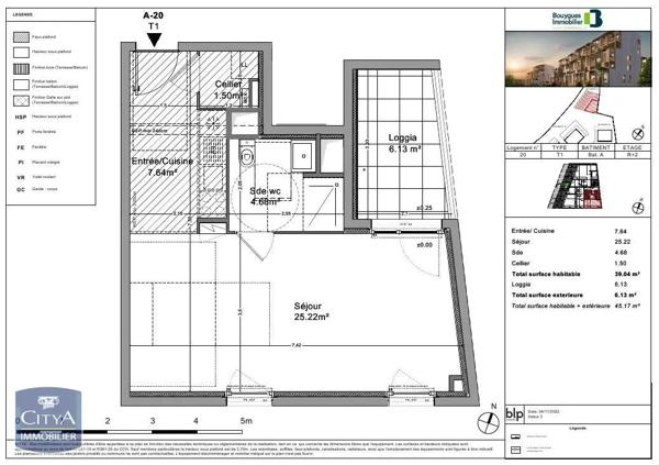 Location appartement 1 pièce de 39.04m²