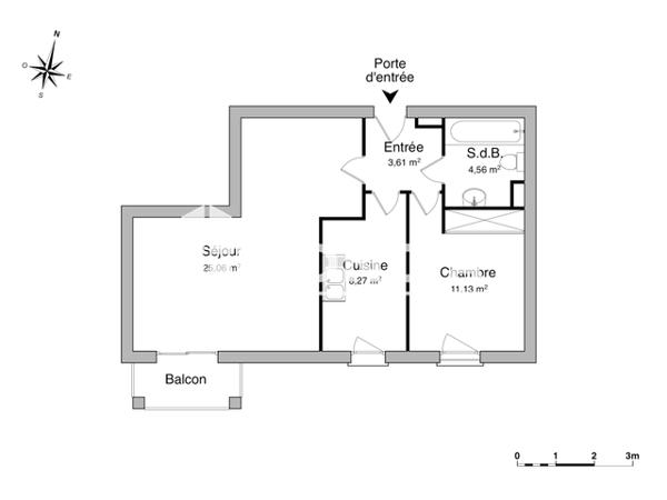 Location Appartement 2 pièces 52.63 m² - BAT A Villefontaine 38090