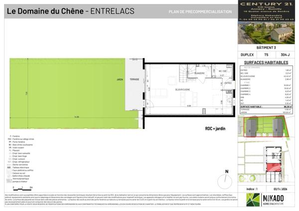Maison à vendre  5 pièces - 98,28 m 2   ENTRELACS  - 73