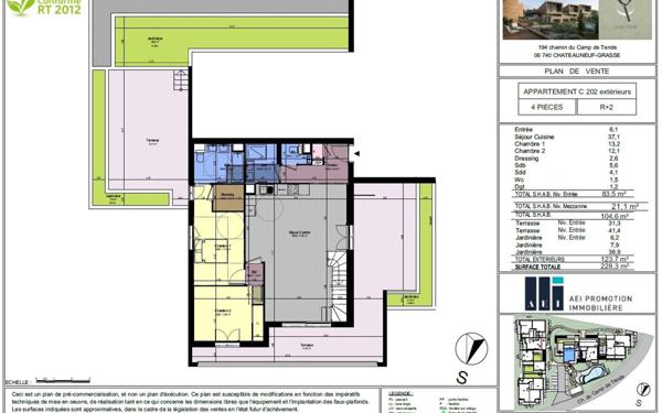 Appartement à vendre    4 pièces • 104,60 m2 Châteauneuf-Grasse