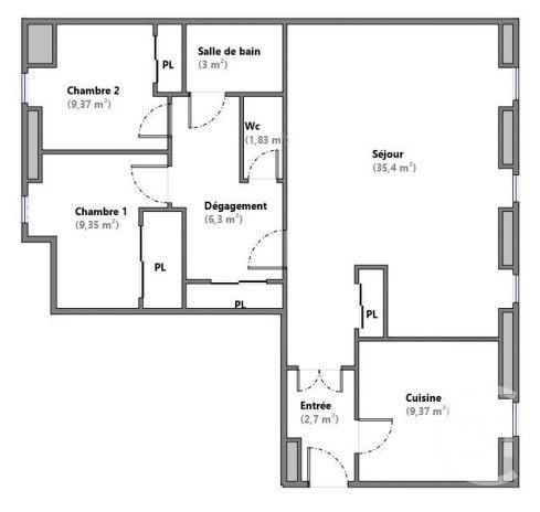 Appartement F4 à vendre  4 pièces - 77,32 m2 BUSSY ST GEORGES - 77