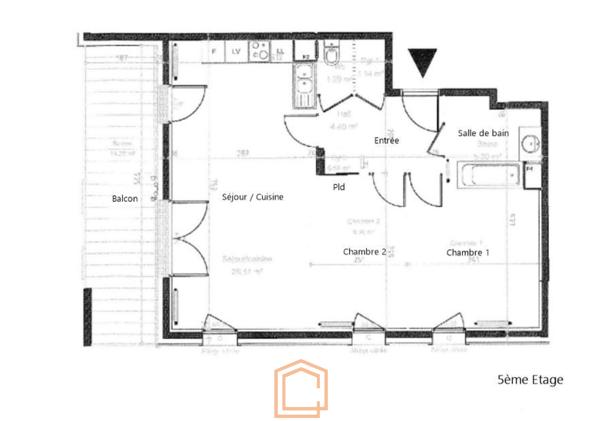 Appartement 3 pièce(s) 2 chambre(s) 63.33 m²