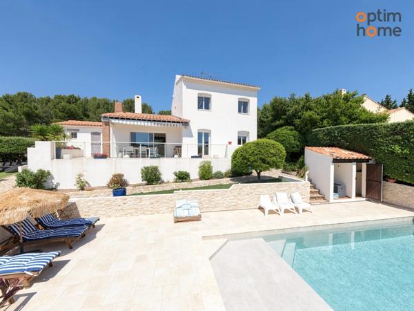 Martigues St-Julien - Vente Villa T6 de 150 m2 environ sur un terrain de 1115 m2 avec piscine, avec vue dégagée plein sud, au calme et sans vis à vis