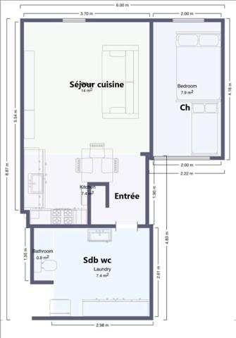 Appartement Le Kremlin Bicetre 2 pièce(s) 41.66 m2